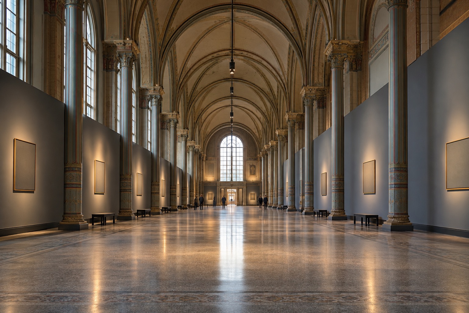 The Gallery of Honour inside the Rijksmuseum, a long vaulted hall lined with 17th-century paintings
