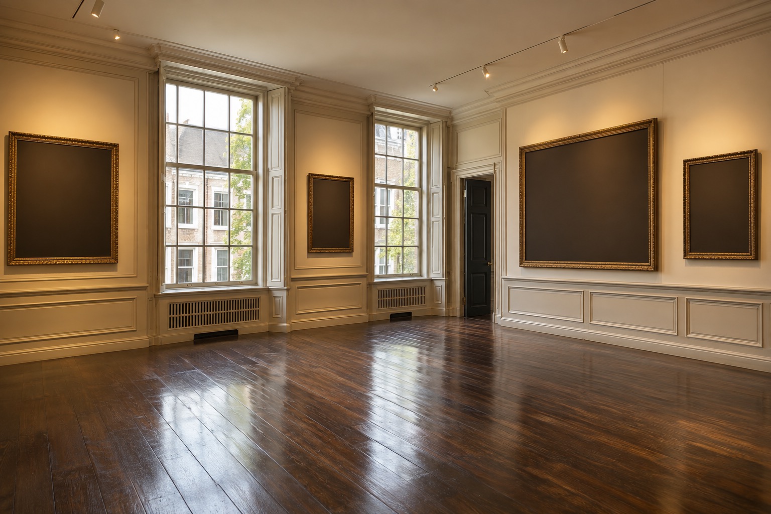A quiet gallery room inside the Mauritshuis museum in The Hague